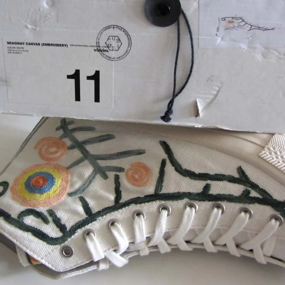 new VISVIM Skagway Canvas Embroidery high-top sneakers 11 - Picture 8 of 11
